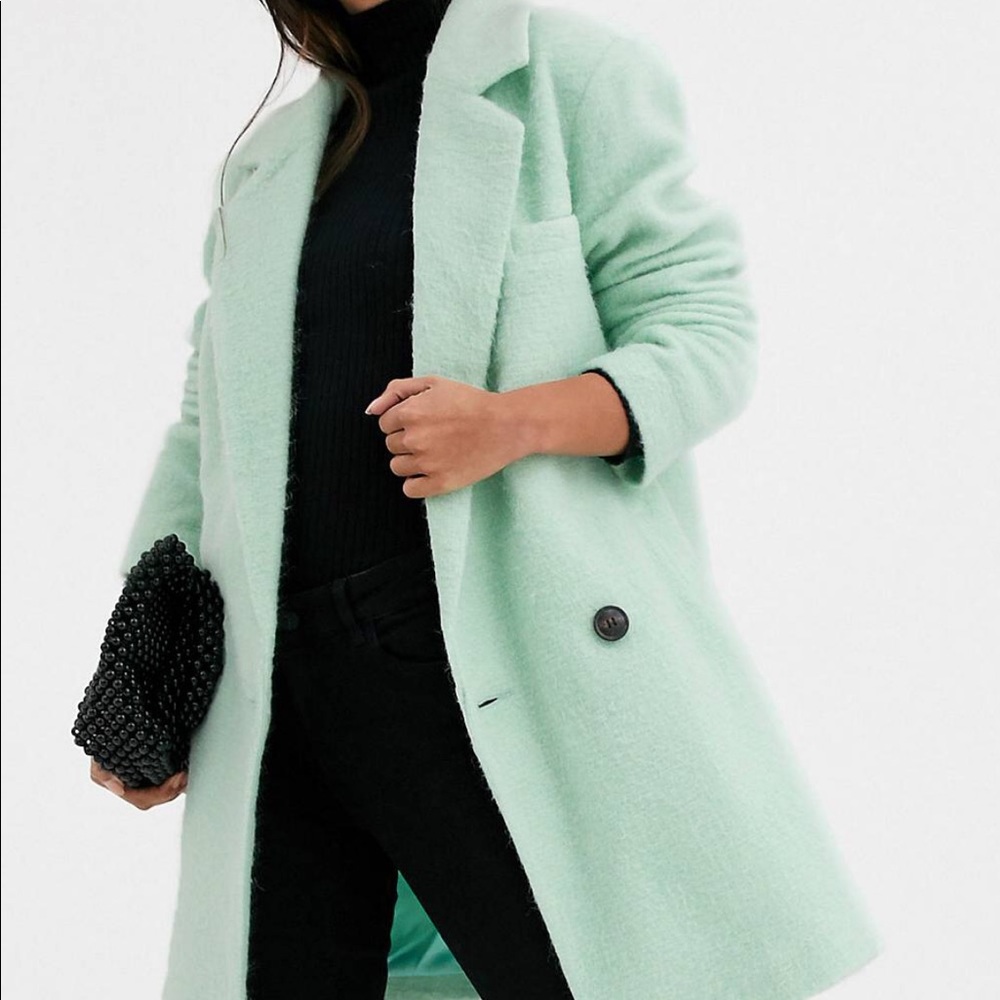 Asos longline brushed oversized coat in Mint